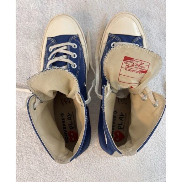 Converse x CDG PLAY Chuck 70 Hi Blue Mens Sneakers Comme des Garcons Mens 8 main image 8